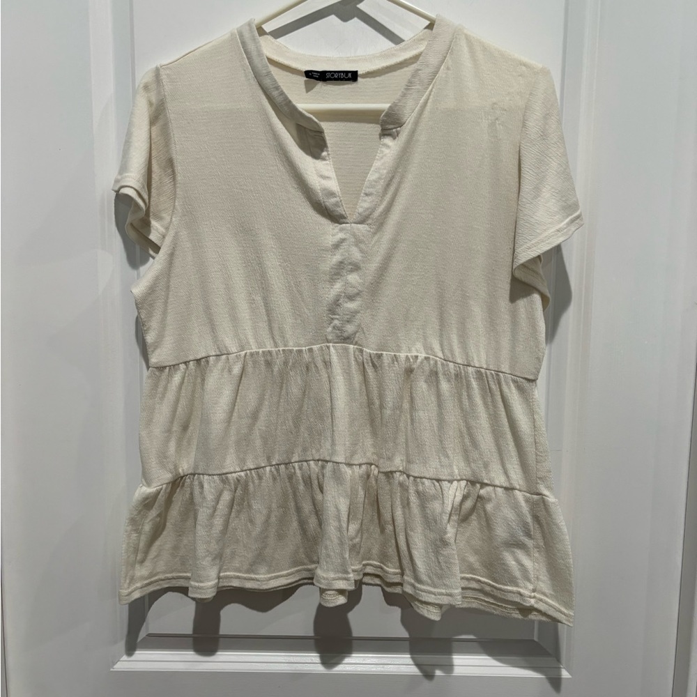 Storybuk Cream Peplum, Sz S
